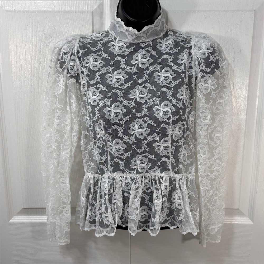 Vintage sheer lace, victorian, romantic cottagecore top - Picture 2 of 9